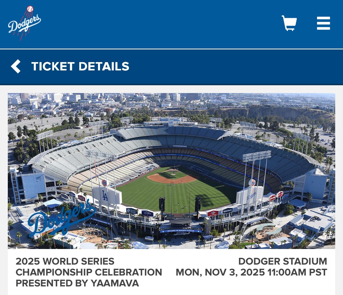 DODGER WORLD SERIES PARADE TICKET 