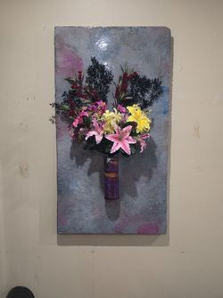 3D texture epoxy painting /flower vase