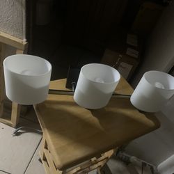 Used 3-Light Brushed Nickel Vanity Light Only Problem One Glass Shade Is Broken Selling As Is