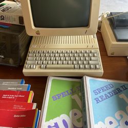 Apple II c With Printer, Disks And Books