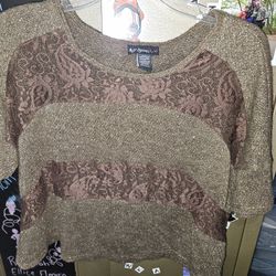 Brown And Gold Crop Top Like New Small