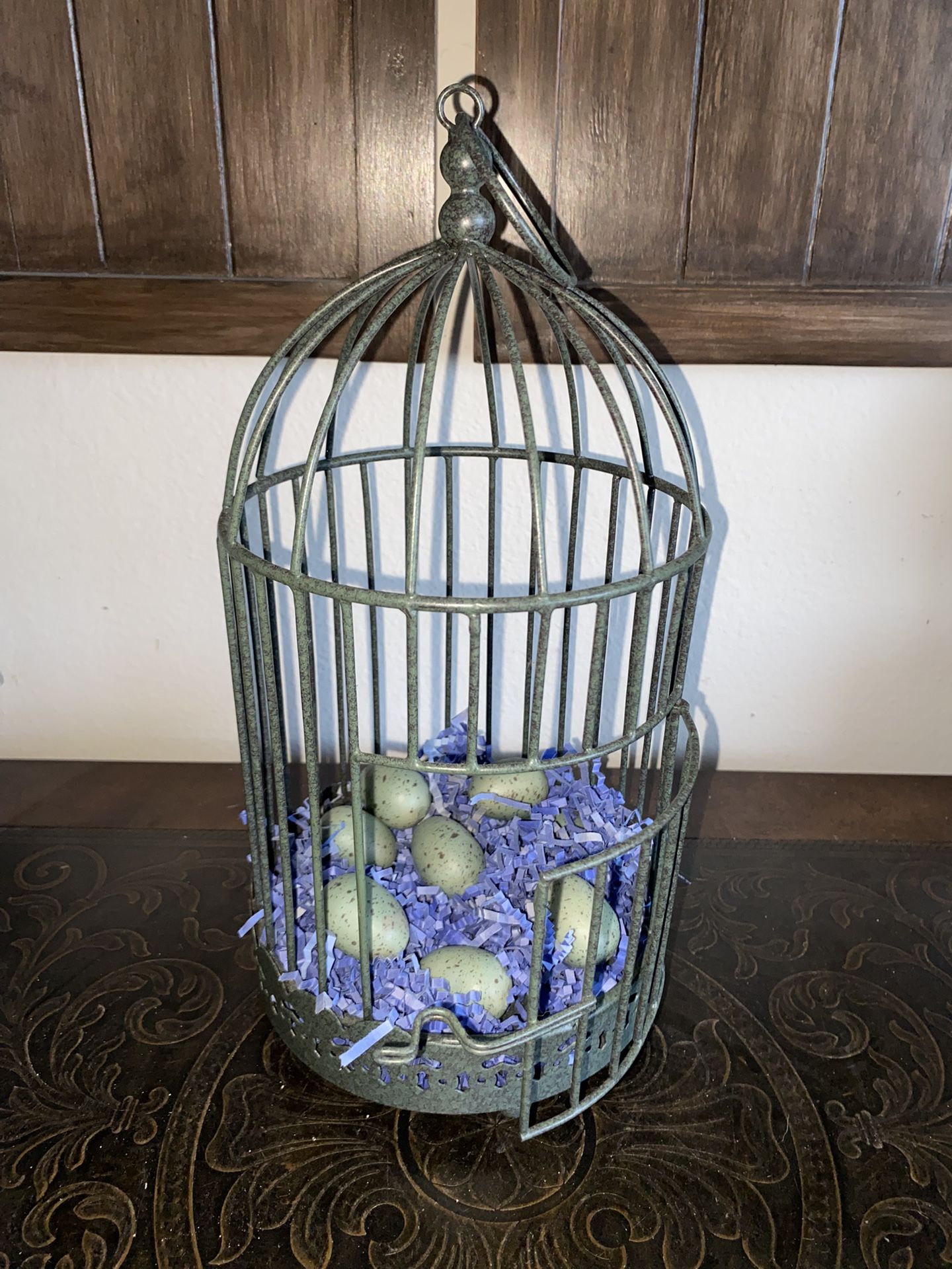 Decorative Bird Cage W/Eggs