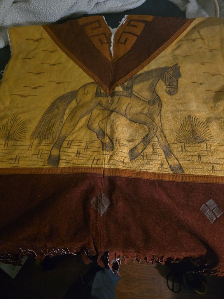 REAL COW LEATHER PONCHO