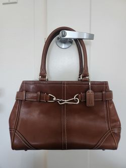 Coach Buckle Leather Satchel Handbag