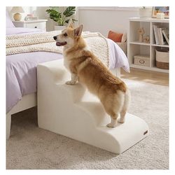 Lesure 4-Step Pet Stairs for High Bed or Couch (Beige)