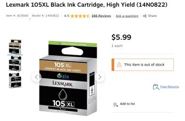Lexmark 105 XL Black Ink