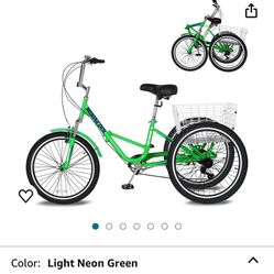  Adult Folding Tricycle 7 Speed 24” Bike Cruiser