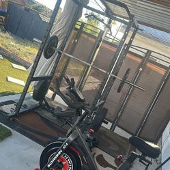 Squat Rack W/ Stationary Bike