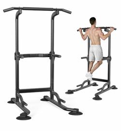 Dskeuzeew Pull Up Bar Free Standing for Multi-Function Home Gym Strength, Pull Up Dip Station Assistive Trainer Height Adjustable, Power Tower Trainin