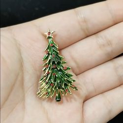 Crystal Christmas Tree Brooch 