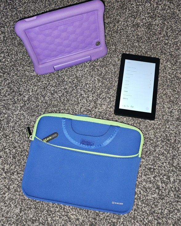 Amazon Fire 7 (9th Gen) with Protector and Case