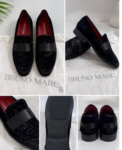 Bruno Marc Black Velvet Dress Shoes Kids size 8