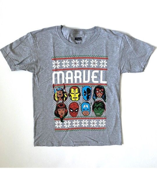 NWOT Marvel Comics Holiday Spider-Man & Iron Man Boys T-Shirt (Size M)