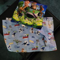 TODDLER BED DISNEY TOY STORY FLAT SHEET AND DECO PILLOW