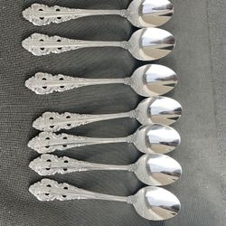 Wallace Stainless Antique Baroque Made in INDONESIA Lot 7 Teaspoons