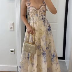 Floral Corset Midi Dress – Size L – New