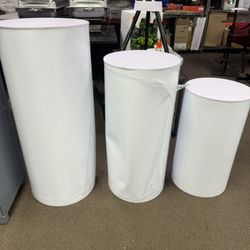 Set of 3 White cylindrical covers
