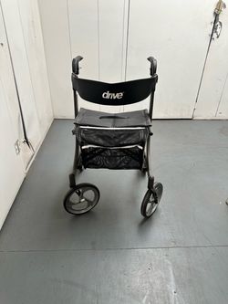 Drive Medical Rollator Walker with Seat - Black - Folds Up