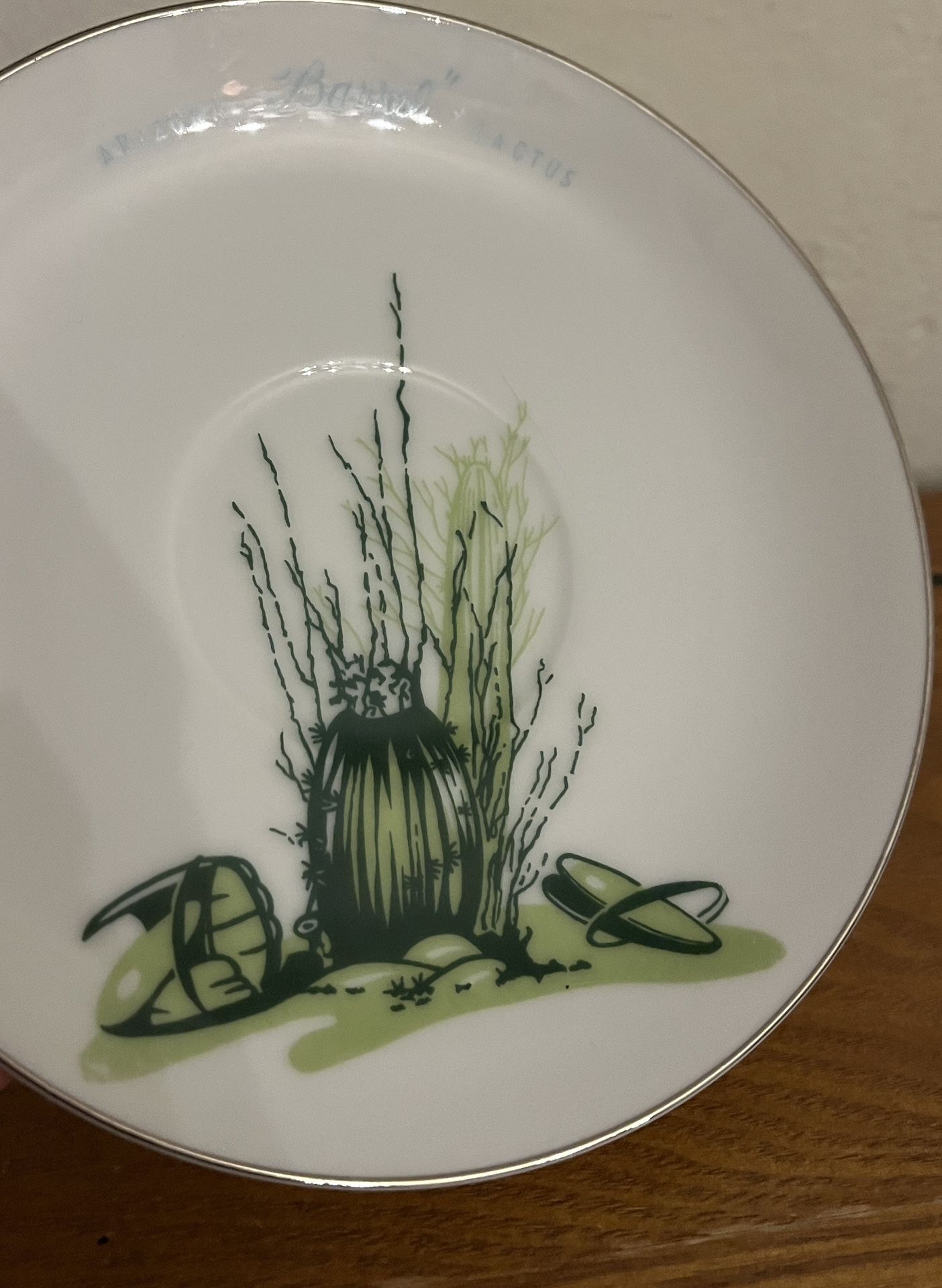 SET OF FOUR Vintage Blakely Oil & Gas Fine China Set Of Four Cups and Saucers Arizona Barrel Cactus EUC Other - Collectibles & Art