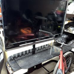 Television TV Stand Black Metal Glass And Wooden