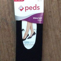3pk Peds Ultra Low Liner Socks with Grippers * sizes 5-10 and 8-12