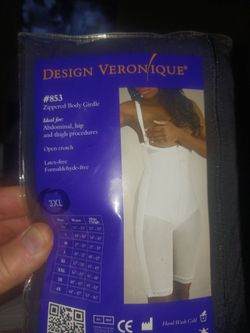 Design Veronique #853 Black Zippered Body Girdle 3XL