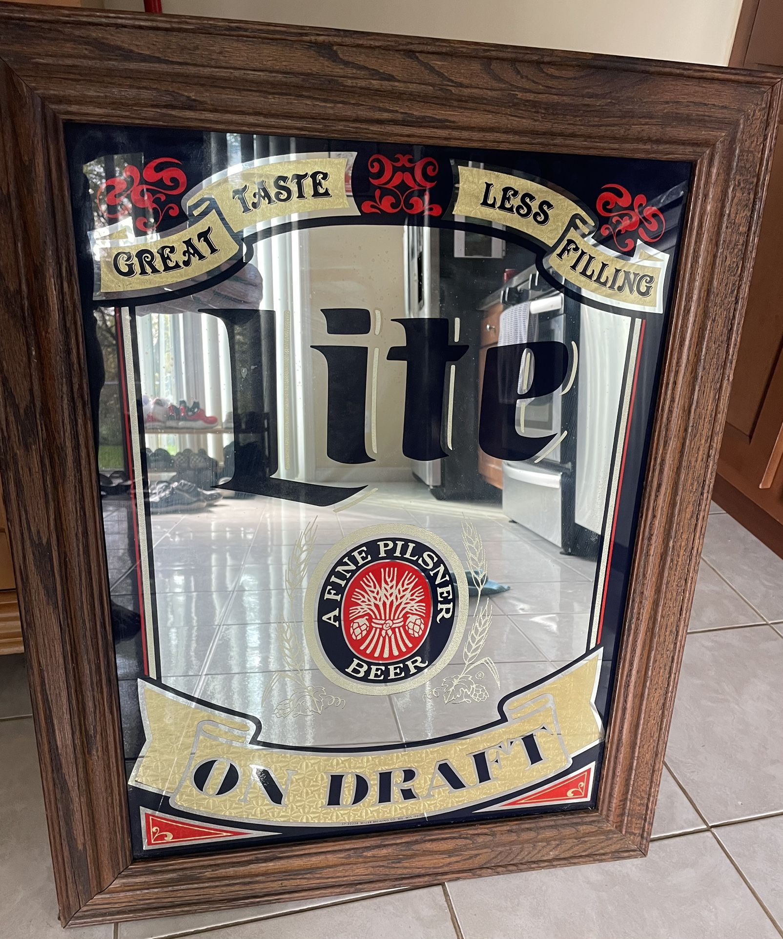 Miller Light Old Style Logo Wood Frame. Great Shape.