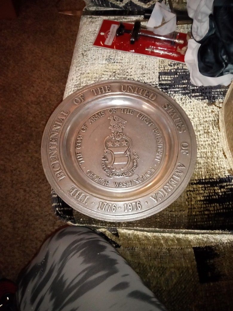 Bicentennial Of The United States Of America President George Washington Pewter Plate