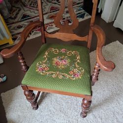 Needlepoint Wood Chair 