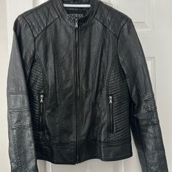 Guess Black Leather Jacket 
