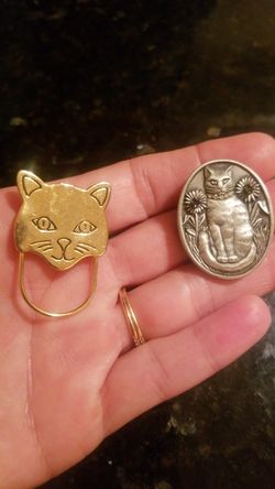 Gold & silver kitty pin