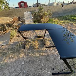 L Shaped Glass Desk
