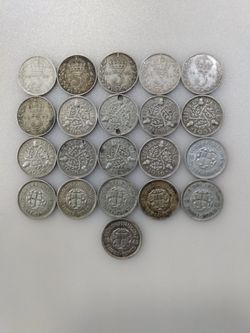 Group of 21 British 50% Silver 3 Pence Coins