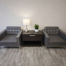 Modern Accent Chairs + Storage Cabinet Set – Perfect for Home Office