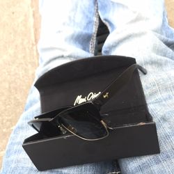 Maui Jim PERICO Gloss Black with Gold POLARIZED Grey Lens Sunglass GS853-02