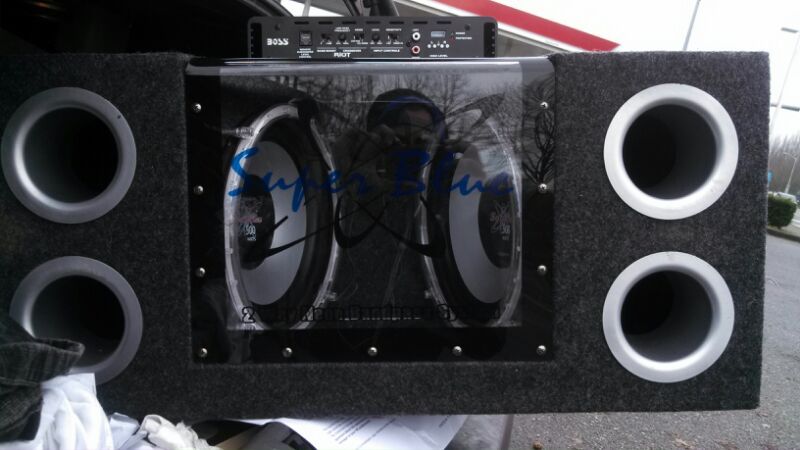 Super blue speaker box with 2 12 inch super blue subs