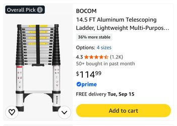 BOCOM 14.5 FT Aluminum Telescoping Ladder