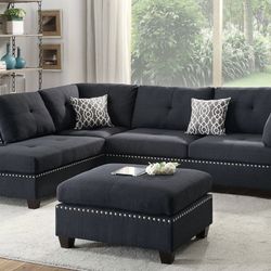 Black Sectional Sofa With Ottoman 