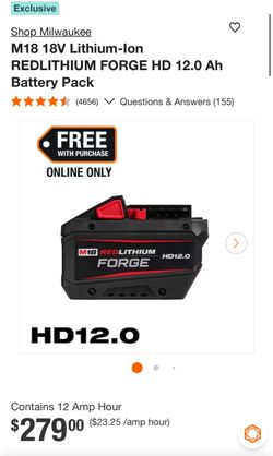 Milwaukee M18 REDLITHIUM FORGE HD 12.0 Battery