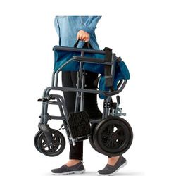 Medline - Lightweight Transport Wheelchair with Microban Protection, Folding Chair is Portable, 19" Seat - Teal