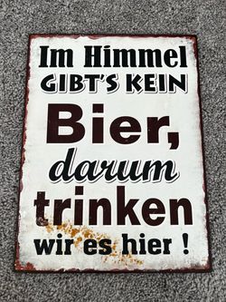 Vintage German Beer Quote Metal Sign Wall Decor - Lafinesse (10" x 14")