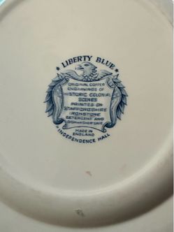 Liberty Blue Independence Hall Staffordshire Ironstone Plate