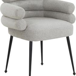 Dining Chair Curved Back Dining Chairs with Black Tapered Metal Legs Grey Accent Chair