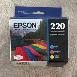 Epson 220 DuraBrite Ultra Cyan, Magenta, Yellow Ink Cartridges, Pack Of 3
