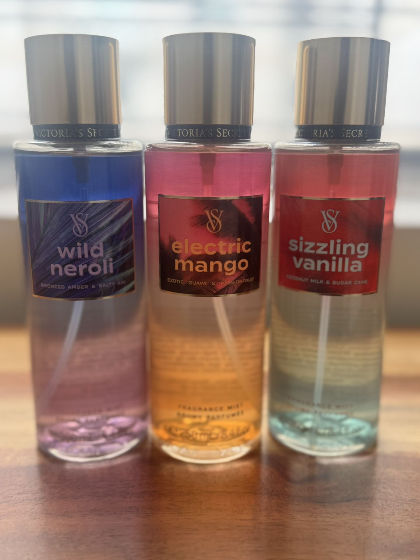 Victoria’s Secret Perfumes – Wild Neroli, Electric Mango & Sizzling Mango – $12  (250ml)