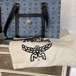 Authentic MCM Liz Reversible Tote – Blue Visetos