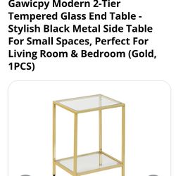 Two tier tempered glass end table