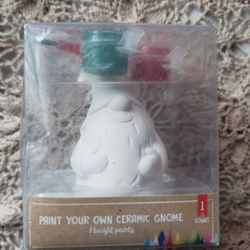 Paint Your Own ceramic tree, gnome and nutcrackers, 2 bright color paints included
