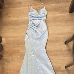 Light Blue Satin Prom Dress