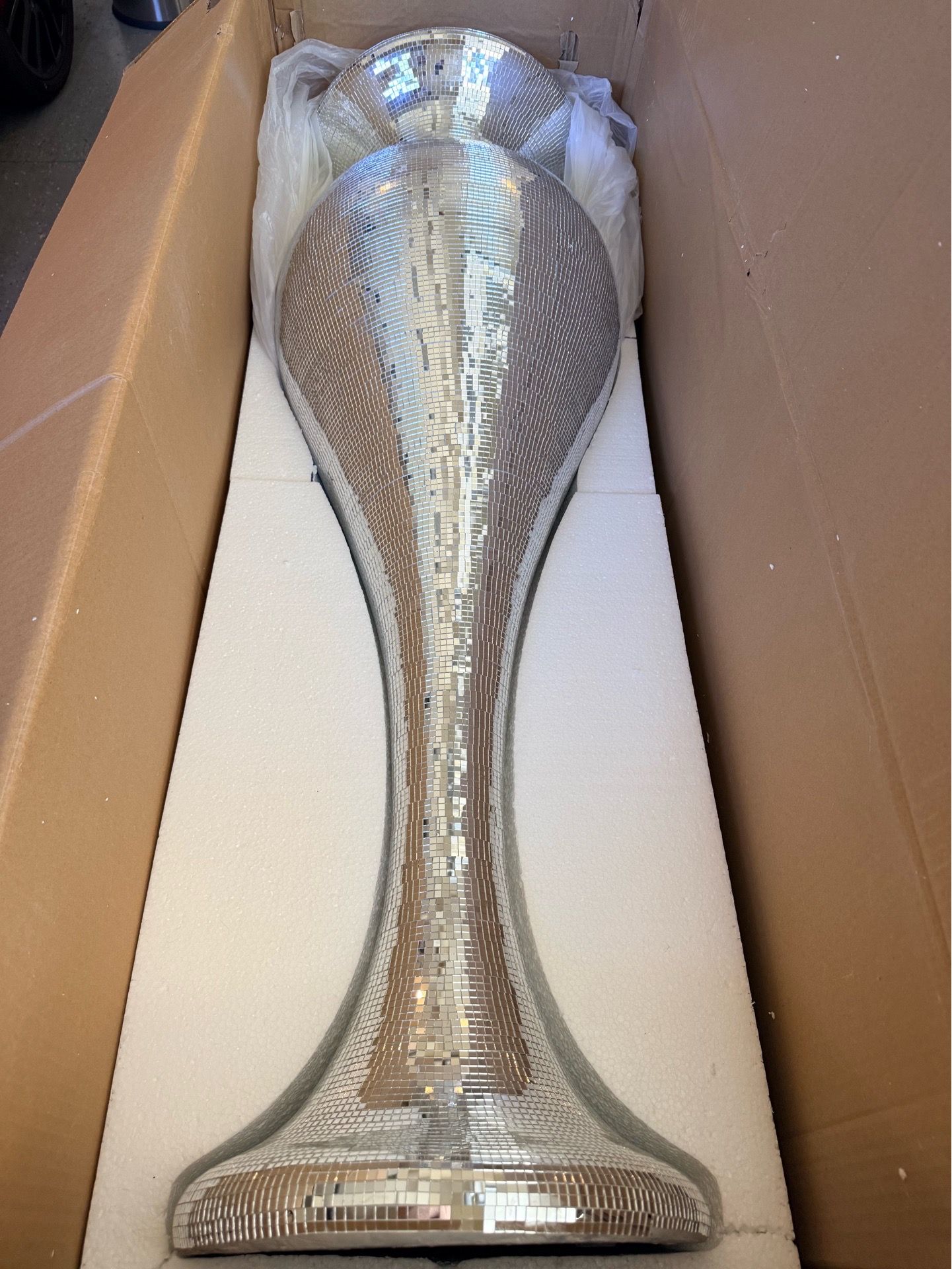 Large Mirror Mosaic Floor Vase (Ceramic Interior) — Height 47”